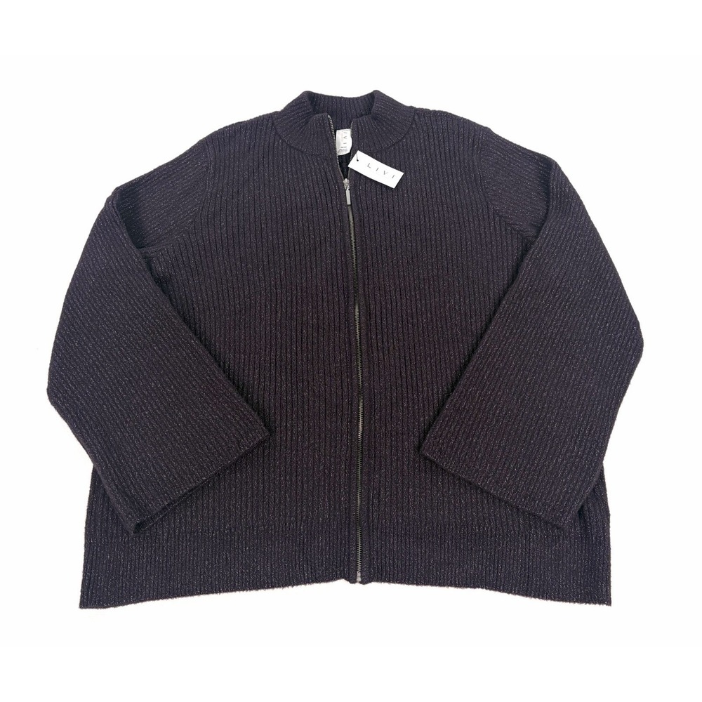 Livi for Lane Bryant Purple Ribbed Full Zip Cardigan Sweater Women's 26/28 New